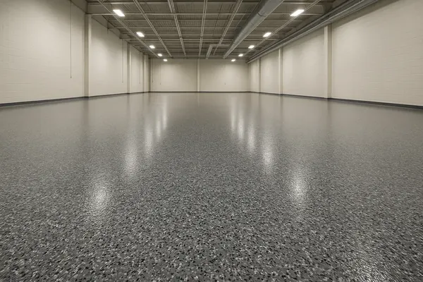 Industrial flake floor finish example, Houston, TX