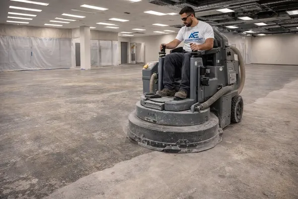 Diamond grinding a commercial concrete floor in Houston