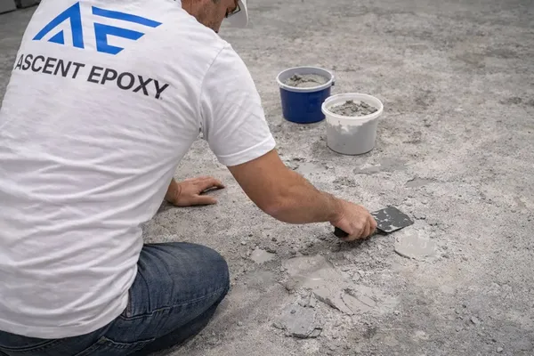 Patching concrete after coating removal in Houston