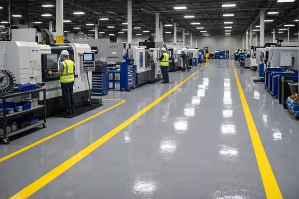 Plant floor with safety lines Houston