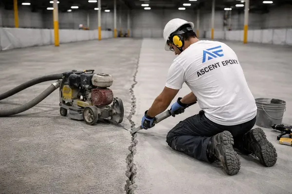 Industrial floor crack repair and substrate preparation Houston